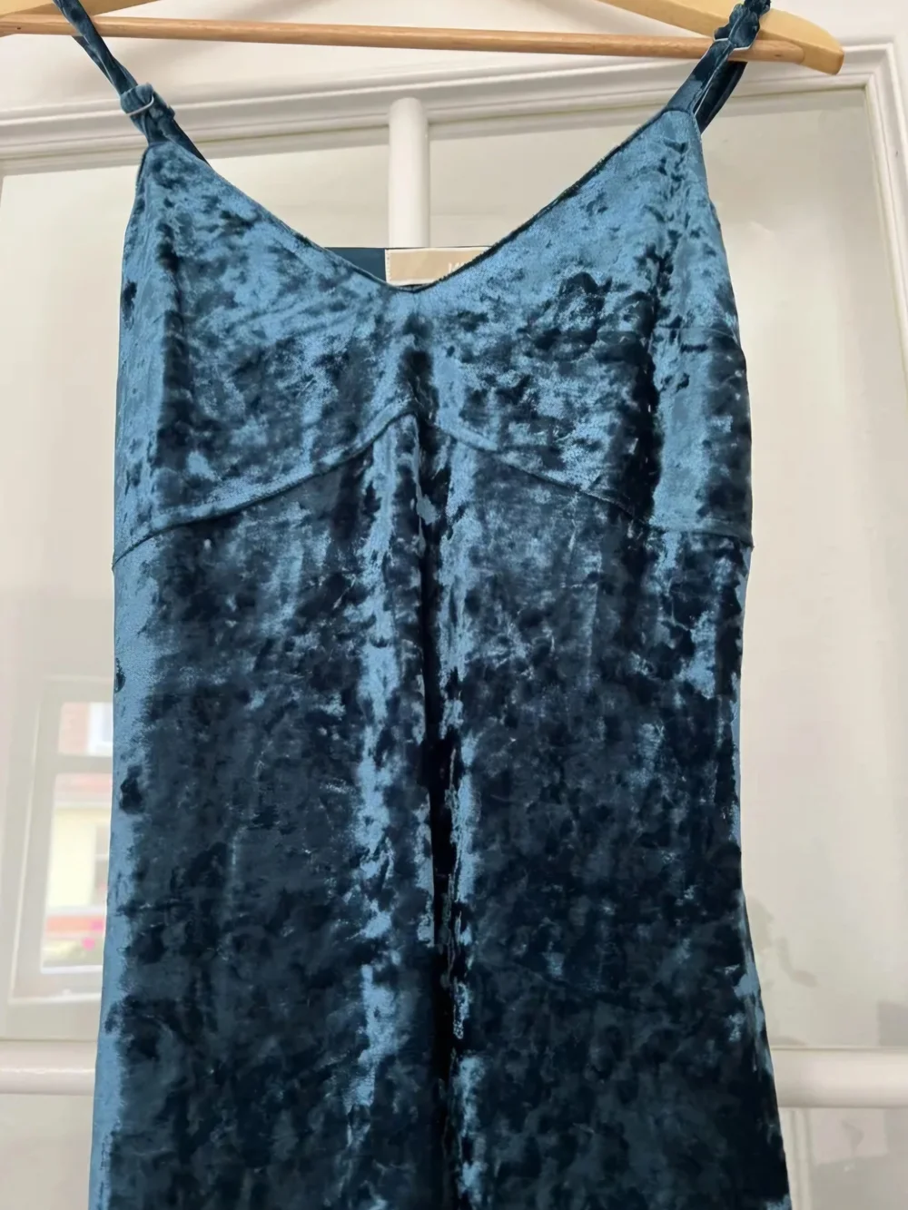 Michael Kors Blue Crushed Velvet Slip Maxi Dress Size Large
